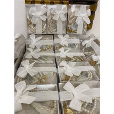 Siyah Lale Nikah Şekeri Inci Tesbih ve Epoksi Set Nikah, Söz, Nişan Hediyelik - 50 Adet