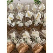 Siyah Lale Nikah Şekeri Cam Fanus 50 Adet Nikah Şekeri Kardelen Çiçek ve Badem Şekerli