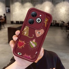 HONTINGA Infinix Smart 8 ile Uyumlu Kılıfı Düşüme Önleyici Basitlik Anti Düşme Kamera Korumali Göz Deseni Bordo Desen Yumuşak Silikon Telefon Kılıfı Kadın ve Erkek Için Uygundur K2-7073