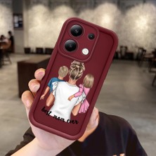 HONTINGA Xiaomi Redmi Note 13 ile Uyumlu Kılıfı Düşüme Önleyici Basitlik Anti Düşme Kamera Korumali Aile Bordo Desen Yumuşak Silikon Telefon Kılıfı Kadın ve Erkek Için Uygundur K2-7074