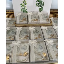 Siyah Lale Nikah Şekeri Inci Tesbih ve Epoksi Set Nikah, Söz, Nişan Hediyelik - 25 Adet