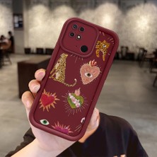 HONTINGA Xiaomi Redmi 10C ile Uyumlu Kılıfı Düşüme Önleyici Basitlik Anti Düşme Kamera Korumali Göz Deseni Bordo Desen Yumuşak Silikon Telefon Kılıfı Kadın ve Erkek Için Uygundur K2-7073