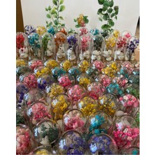 Siyah Lale Nikah Şekeri Cam Fanus Karışık Cipso Çiçekli ve Fıstık Şekerli Nikah, Söz, Nişan Hediyelik - 50 Adet