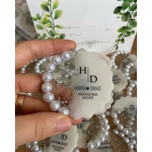 Siyah Lale Nikah Şekeri Incili Epoksi Magnet Paketli Nikah, Söz, Nişan Hediyelik - 50 Adet