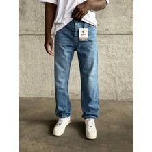 KağanKY Mavi Taşlamalı Baggy Jean