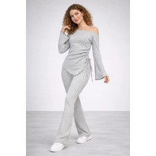 İMX Kadın Triko Fitilli Ikili Takım (Bluz & Pantolon)