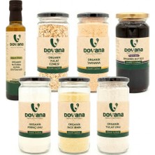 Dovana Organik Bebek Ek Gıda Hazırlama Seti (7 Ürün) - Tarhana, Irmik, Yulaf Unu ve Ezmesi, Pirinç Unu, Dut Özü, Zeytinyağı