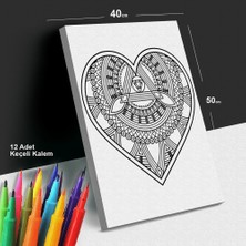 Kalp No4 40X50 Tuval Boyama Seti - 12'li Keçeli Kalem Ile Birlikte -