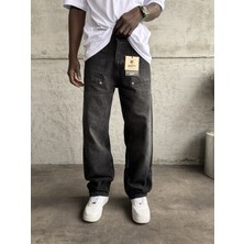 KağanKY Dikiş Detaylı Füme Taşlamalı Relax Baggy Jean