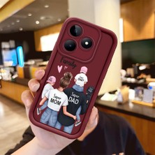 HONTINGA Realme Note 50 ile Uyumlu Kılıfı Düşüme Önleyici Basitlik Anti Düşme Kamera Korumali Aile Bordo Desen Yumuşak Silikon Telefon Kılıfı Kadın ve Erkek Için Uygundur K2-7074