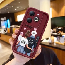 HONTINGA Infinix Smart 8 Pro ile Uyumlu Kılıfı Düşüme Önleyici Basitlik Anti Düşme Kamera Korumali Aile Bordo Desen Yumuşak Silikon Telefon Kılıfı Kadın ve Erkek Için Uygundur K2-7074