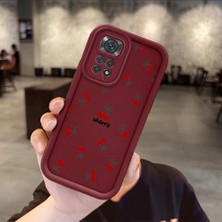 HONTINGA Xiaomi Redmi Note 11S ile Uyumlu Kılıfı Düşüme Önleyici Basitlik Anti Düşme Kamera Korumali Vişne Bordo Desen Yumuşak Silikon Telefon Kılıfı Kadın ve Erkek Için Uygundur K2-7075