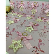 Siyah Lale Nikah Şekeri Inci Yıldız Anahtarlık Bebek, Nikah, Söz, Nişan Hediyelik - 25 Adet