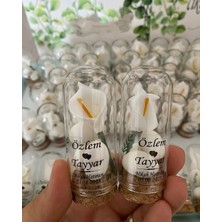 Siyah Lale Nikah Şekeri Cam Fanus Kardelen Çiçek ve Fıstık Şekerli Nikah, Söz, Nişan Hediyelik - 25 Adet