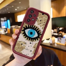 HONTINGA Samsung Galaxy A73 ile Uyumlu Kılıfı Düşüme Önleyici Basitlik Anti Düşme Kamera Korumali Göz Deseni Bordo Desen Yumuşak Silikon Telefon Kılıfı Kadın ve Erkek Için Uygundur K2-7073