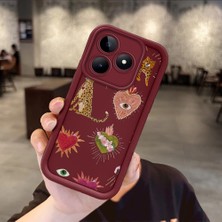 HONTINGA Realme Note 50 ile Uyumlu Kılıfı Düşüme Önleyici Basitlik Anti Düşme Kamera Korumali Göz Deseni Bordo Desen Yumuşak Silikon Telefon Kılıfı Kadın ve Erkek Için Uygundur K2-7073