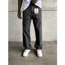 KağanKY Dikiş Detaylı Füme Relax Baggy Jean