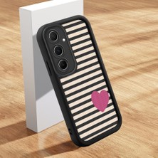 Ucuc Samsung Galaxy A55 Uyumlu Siyah Silikon Kalp Desenli Lens Koruma Şok Emici Esnek Kılıf