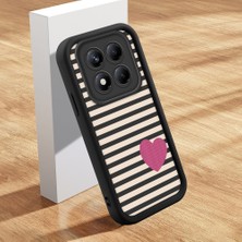 Ucuc Xiaomi Redmi Note 14 Pro 4g Uyumlu Siyah Silikon Kalp Desenli Lens Koruma Şok Emici Esnek Kılıf