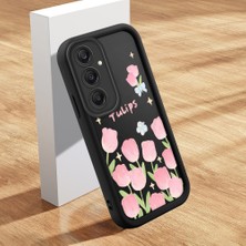 Ucuc Samsung Galaxy A25 Uyumlu Siyah Silikon Lale Desenli Lens Koruma Şok Emici Esnek Kılıf
