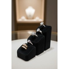 Megass Dekor Süet Kumaş Siyah Renk Üçlü Takım Yüzük Sergileme Aksesuar