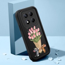 Ucuc Xiaomi Redmi Note 14 Pro Plus 5g Uyumlu Siyah Silikon Lale Desenli Lens Koruma Şok Emici Esnek Kılıf