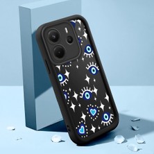 Ucuc Xiaomi Redmi Note 14 4g Uyumlu Siyah Silikon Nazar Boncuğu Desenli Lens Koruma Şok Emici Esnek Kılıf