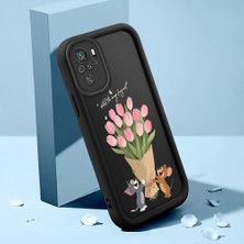 Ucuc Xiaomi Redmi Note 10/10S Uyumlu Siyah Silikon Lale Desenli Lens Koruma Şok Emici Esnek Kılıf