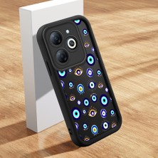 Ucuc Tecno Spark 20/20C/GO 2024 Uyumlu Siyah Silikon Nazar Boncuğu Desenli Lens Koruma Şok Emici Esnek Kılıf