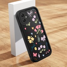 Ucuc Samsung Galaxy A05 Uyumlu Siyah Silikon Çiçek Desenli Lens Koruma Şok Emici Esnek Kılıf