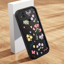 Ucuc Xiaomi Redmi 9C/10A Uyumlu Siyah Silikon Çiçek Desenli Lens Koruma Şok Emici Esnek Kılıf