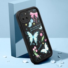 Ucuc Realme C21Y/C25Y Uyumlu Siyah Silikon Lens Koruma Şok Emici Esnek Kılıf Kelebek Desenli