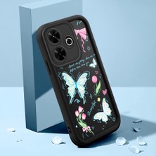 Ucuc Xiaomi Redmi 13X Uyumlu Siyah Silikon Lens Koruma Şok Emici Esnek Kılıf Kelebek Desenli