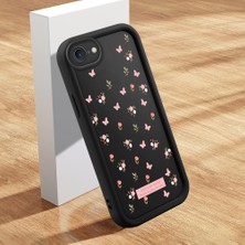 Ucuc iPhone 7/8/se 2020 2022 Uyumlu Siyah Silikon Lens Koruma Şok Emici Esnek Kılıf Kelebek Desenli