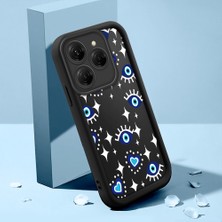 Ucuc Tecno Spark 20 Pro Uyumlu Siyah Silikon Nazar Boncuğu Desenli Lens Koruma Şok Emici Esnek Kılıf