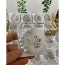 Siyah Lale Nikah Şekeri Incili Epoksi Magnet Paketli Nikah, Söz, Nişan Hediyelik - 25 Adet