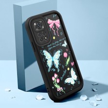 Ucuc Xiaomi Redmi Note 11/11S Uyumlu Siyah Silikon Lens Koruma Şok Emici Esnek Kılıf Kelebek Desenli