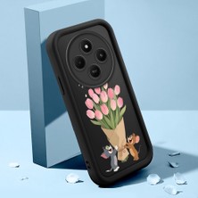 Ucuc Xiaomi Redmi 14C/A4 Uyumlu Siyah Silikon Lale Desenli Lens Koruma Şok Emici Esnek Kılıf