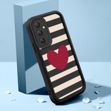 Ucuc Samsung Galaxy A54 Uyumlu Siyah Silikon Kalp Desenli Lens Koruma Şok Emici Esnek Kılıf