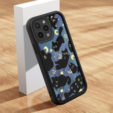 Ucuc iPhone 16 Pro Max Uyumlu Siyah Silikon Ay Desenli Lens Koruma Şok Emici Esnek Kılıf