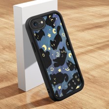 Ucuc iPhone 7/8/se 2020 2022 Uyumlu Siyah Silikon Ay Desenli Lens Koruma Şok Emici Esnek Kılıf