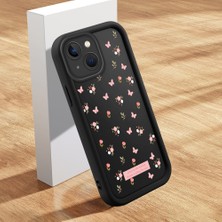 Ucuc iPhone 15 Uyumlu Siyah Silikon Lens Koruma Şok Emici Esnek Kılıf Kelebek Desenli