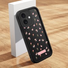 Ucuc iPhone 16 Uyumlu Siyah Silikon Lens Koruma Şok Emici Esnek Kılıf Kelebek Desenli