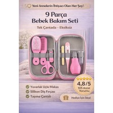 Mininga Yeni Doğan Bebek Bakım Seti 9 Parça – Dijital Ateş  Ölçerli, Çantalı, Güvenli  Seyahat Dostu (Pembe)
