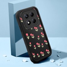 Ucuc Xiaomi Redmi Note 14 Pro Plus 5g Uyumlu Siyah Silikon Çiçek Desenli Lens Koruma Şok Emici Esnek Kılıf