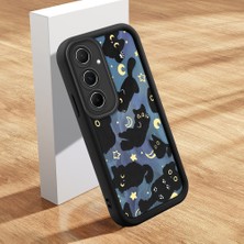 Ucuc Samsung Galaxy A55 Uyumlu Siyah Silikon Ay Desenli Lens Koruma Şok Emici Esnek Kılıf