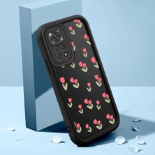 Ucuc Xiaomi Redmi Note 11/11S Uyumlu Siyah Silikon Çiçek Desenli Lens Koruma Şok Emici Esnek Kılıf