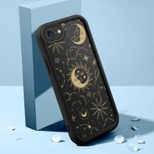 Ucuc iPhone 7/8/se 2020 2022 Uyumlu Siyah Silikon Ay Desenli Lens Koruma Şok Emici Esnek Kılıf