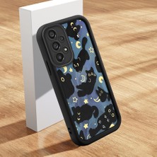 Ucuc Samsung Galaxy A73 Uyumlu Siyah Silikon Ay Desenli Lens Koruma Şok Emici Esnek Kılıf