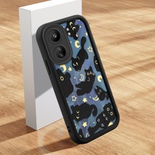 Ucuc Xiaomi Poco C65 Uyumlu Siyah Silikon Ay Desenli Lens Koruma Şok Emici Esnek Kılıf